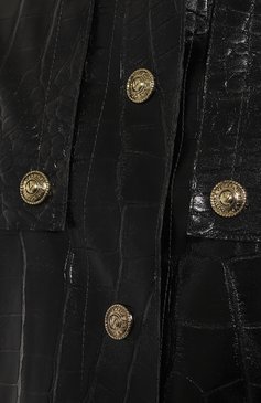 Женское пальто из экокожи VERSACE JEANS COUTURE черного цвета, арт. 75HAT406/N0221 | Фото 5 (Рукава: Длинные; Стили: Гламурный; Длина (верхняя одежда): До колена; Материал внешний: Синтетический материал; Материал сплава: Проставлено; Материал подклада: Синтетический материал; 1-2-бортные: Однобортные; Драгоценные камни: Проставлено)
