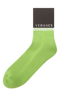 Мужские хлопковые носки VERSACE салатового цвета, арт. 1001543/1A01189 | Фото 1 (Кросс-КТ: бельё; Материал внешний: Хлопок)