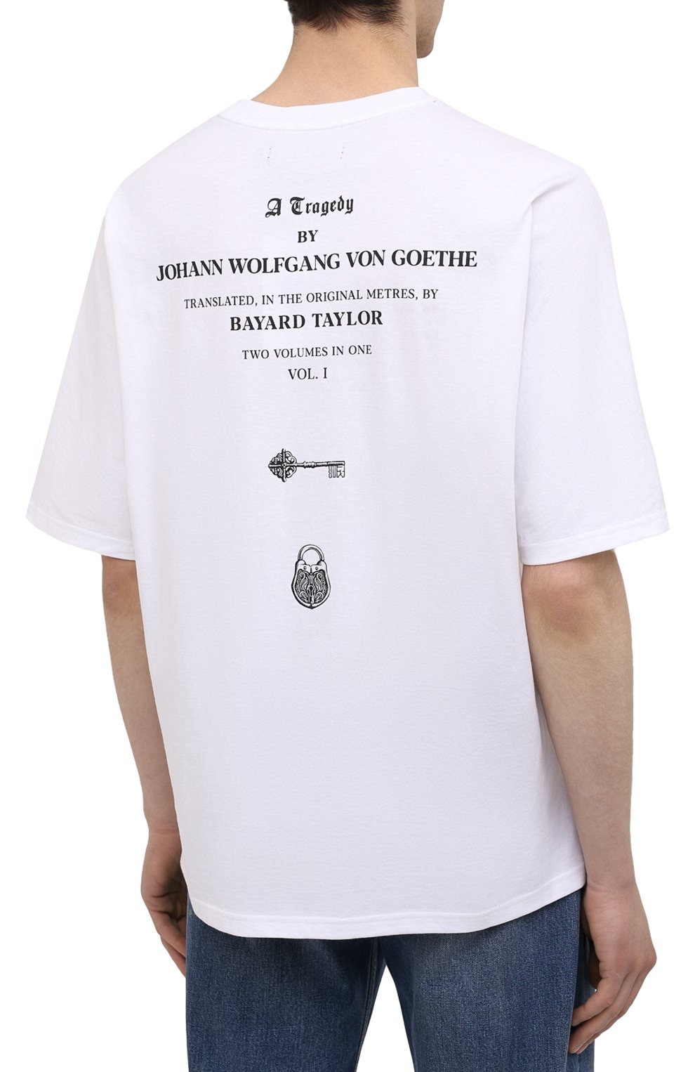 Мужская хлопковая футболка TEE LIBRARY белого цвета, арт. TSK-T0-29 | Фото 4 (Рукава: Короткие; Длина (для топов): Стандартные; Стили: Гранж; Принт: С принтом; Материал внешний: Хлопок)