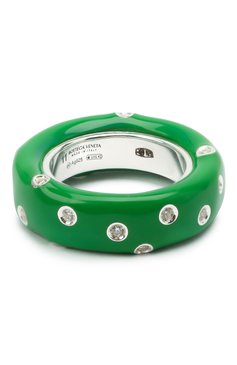 Женское кольцо BOTTEGA VENETA зеленого цвета, арт. 649527/VB0B8 | Фото 1 (Материал: Серебро; Региональные ограничения белый список (Axapta Mercury): RU)