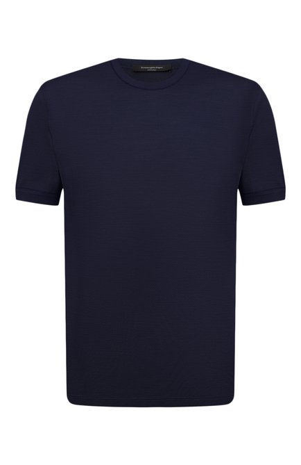 Мужская шелковая футболка ERMENEGILDO ZEGNA темно-синего цвета по цене 94300 руб., арт. UW330/706 | Фото 1