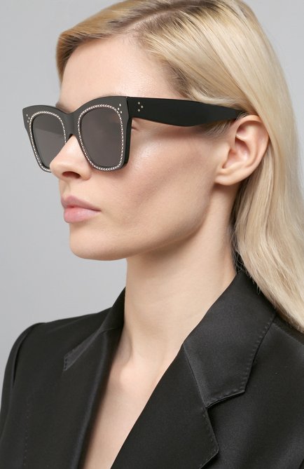 Женские солнцезащитные очки CELINE EYEWEAR черного цвета, арт. 4004IS | Фото 2 (Тип очков: С/з; Оптика Гендер: оптика-женское; Очки форма: Квадратные)
