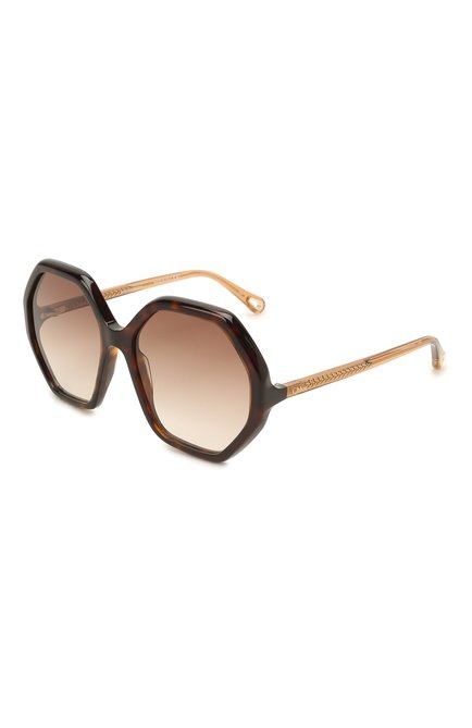 Женские солнцезащитные очки CHLOÉ коричневого цвета, арт. CH0008S | Фото 1 (Тип очков: С/з; Очки форма: Бабочка)