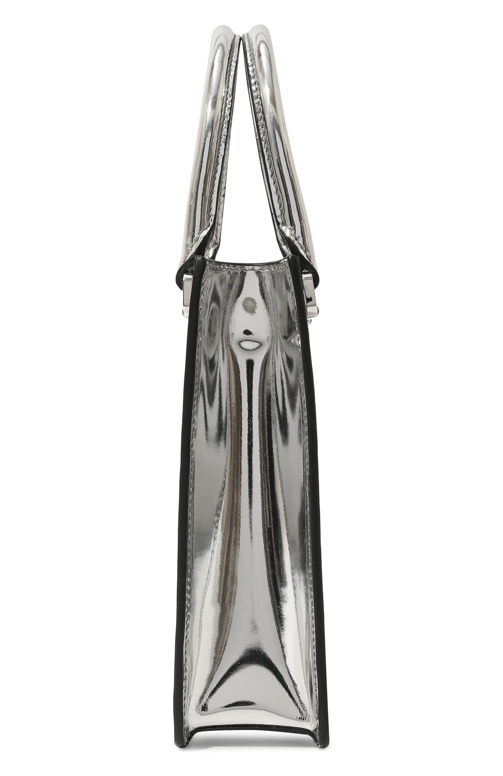 Женская сумка PRADA серебряного цвета, арт. 1BA334-2D0F-F0118-5SO | Фото 4 (Сумки-технические: Сумки через плечо, Сумки top-handle; Материал: Натуральная кожа; Размер: mini; Ремень/цепочка: На ремешке)