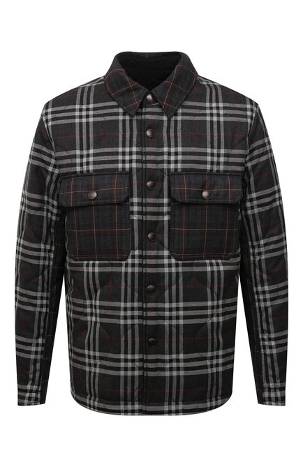 Мужская утепленная куртка-рубашка BURBERRY темно-серого цвета по цене 151500 руб., арт. 8043838 | Фото 1