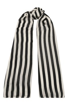 Женский шарф SAINT LAURENT черно-белого цвета, арт. 690817/3Y6681078 | Фото 1 (Материал: Текстиль; Материал сплава: Проставлено; Нос: Не проставлено)