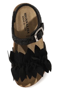 Детские сандалии MONNALISA черного цвета, арт. 8CA012 | Фото 4 (Материал внешний: Экокожа, Текстиль; Материал внутренний: Натуральная кожа)