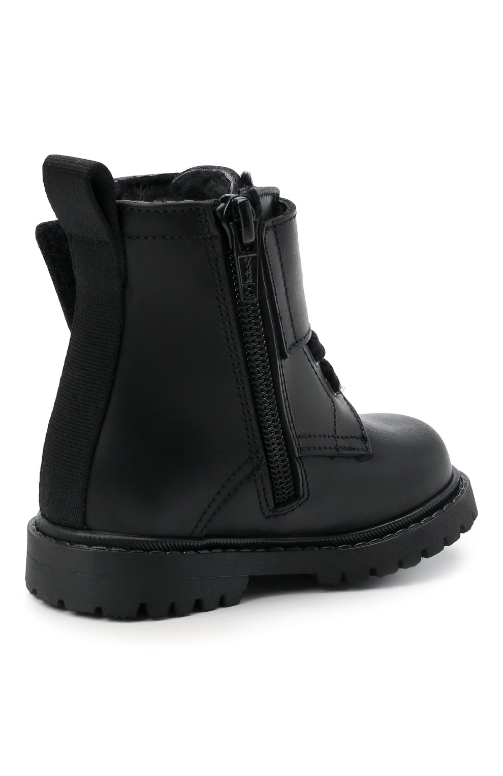 Детские кожаные ботинки DSQUARED2 черного цвета, арт. 68534/RUNNER/18-27 | Фото 3 (Материал утеплителя: Натуральный мех; Длина стельки: 12,3, 13, 13,7, 14,4, 15, 15,6, 16,3)