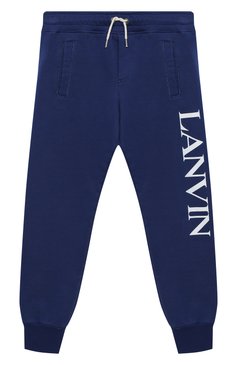 Детские хлопковые джоггеры LANVIN синего цвета, арт. N24016 | Фото 1 (Региональные ограничения белый список (Axapta Mercury): RU; Материал внешний: Хлопок; Мальчики Кросс-КТ: Джоггеры-одежда, Брюки-одежда; Ростовка одежда: 10 - 11 лет | 140 - 146см, 12 лет | 152 см, 13 - 15 лет | 158 см, 8 лет | 128 см)