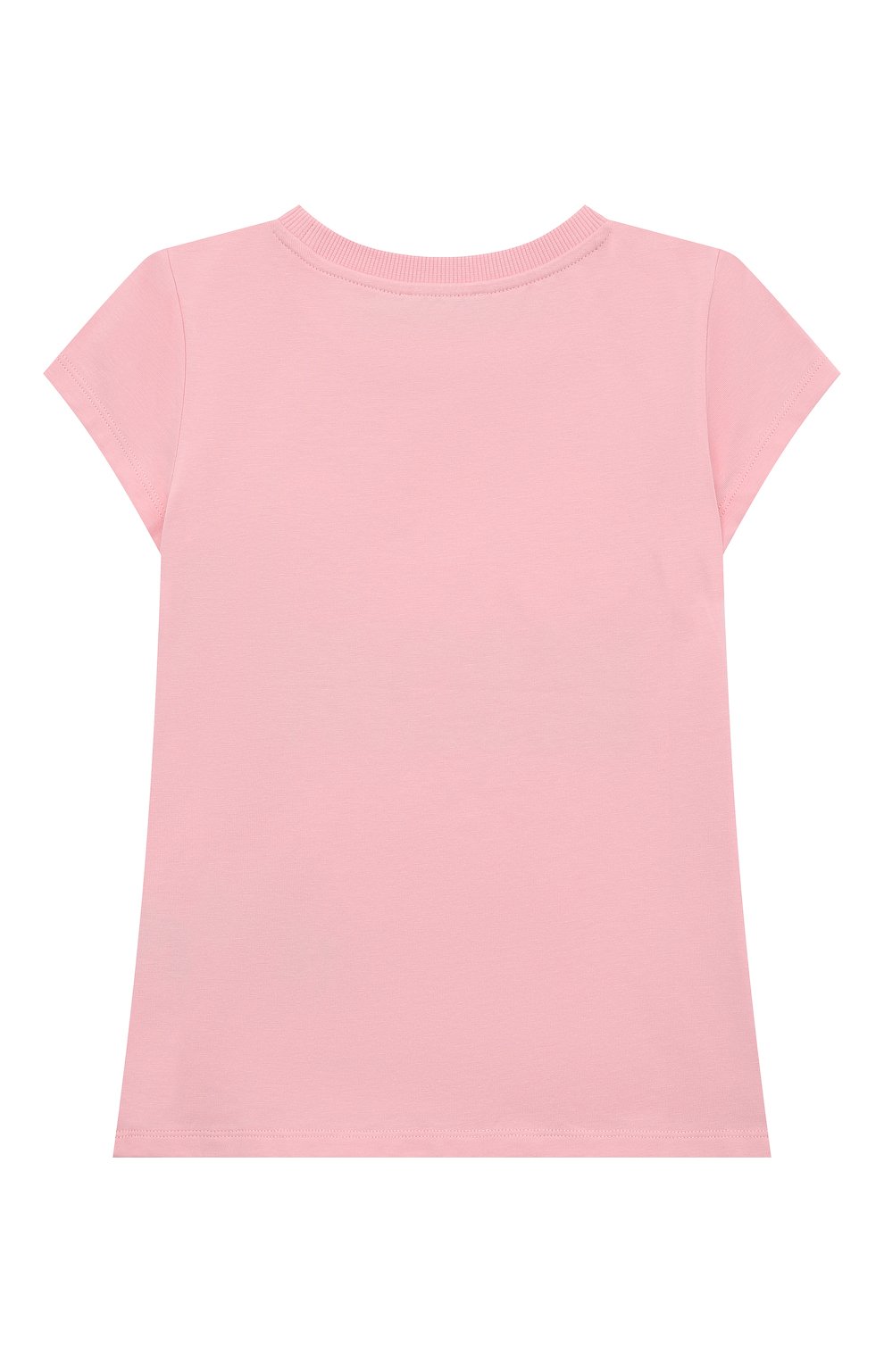 Детская хлопковая футболка MOSCHINO светло-розового цвета, арт. HCM042/LBA00/4A-8A | Фото 2 (Девочки Кросс-КТ: футболка-одежда; Рукава: Короткие; Региональные ограничения белый список (Axapta Mercury): Не проставлено; Материал сплава: Проставлено; Нос: Не проставлено; Материал внешний: Хлопок; Драгоценные камни: Проставлено; Ростовка одежда: 4 года | 104 см, 5 лет | 110 см, 6 лет | 116 см, 8 лет | 128 см)
