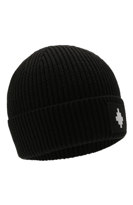 Мужская шапка MARCELO BURLON черного цвета, арт. CMLC007F21KNI001 | Фото 1 (Материал: Шерсть, Текстиль, Синтетический материал; Кросс-КТ: Трикотаж)