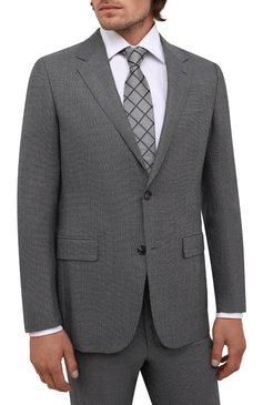 Мужской шелковый галстук CANALI черно-белого цвета, арт. 70/HJ03267 | Фото 2 (Принт: С принтом; Материал: Текстиль, Шелк)
