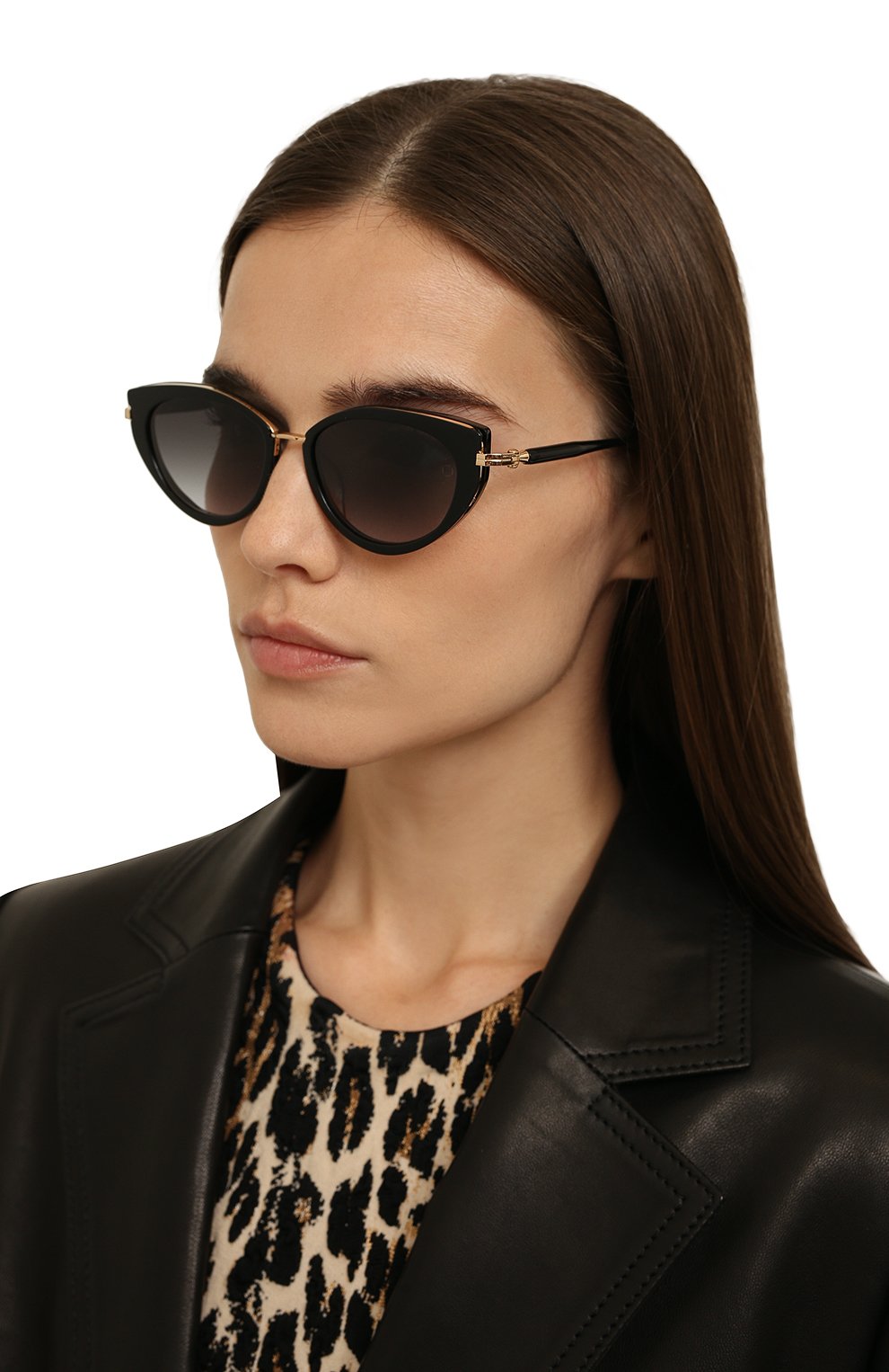 Женские солнцезащитные очки AKONI черного цвета, арт. AKS-408A | Фото 2 (Тип очков: С/з; Оптика Гендер: оптика-женское; Очки форма: Cat-eye)