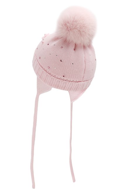 Детского шерстяная шапка с меховым помпоном CATYA розового цвета, арт. 923618/AD | Фото 2 (Материал: Шерсть, Текстиль; Статус проверки: Проверено, Проверена категория)