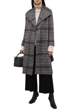Женское пальто EMPORIO ARMANI серого цвета, арт. BNL07T/B2700 | Фото 2 (Материал внешний: Шерсть; Рукава: Длинные; Длина (верхняя одежда): До колена; Материал подклада: Вискоза; 1-2-бортные: Двубортные; Стили: Кэжуэл)