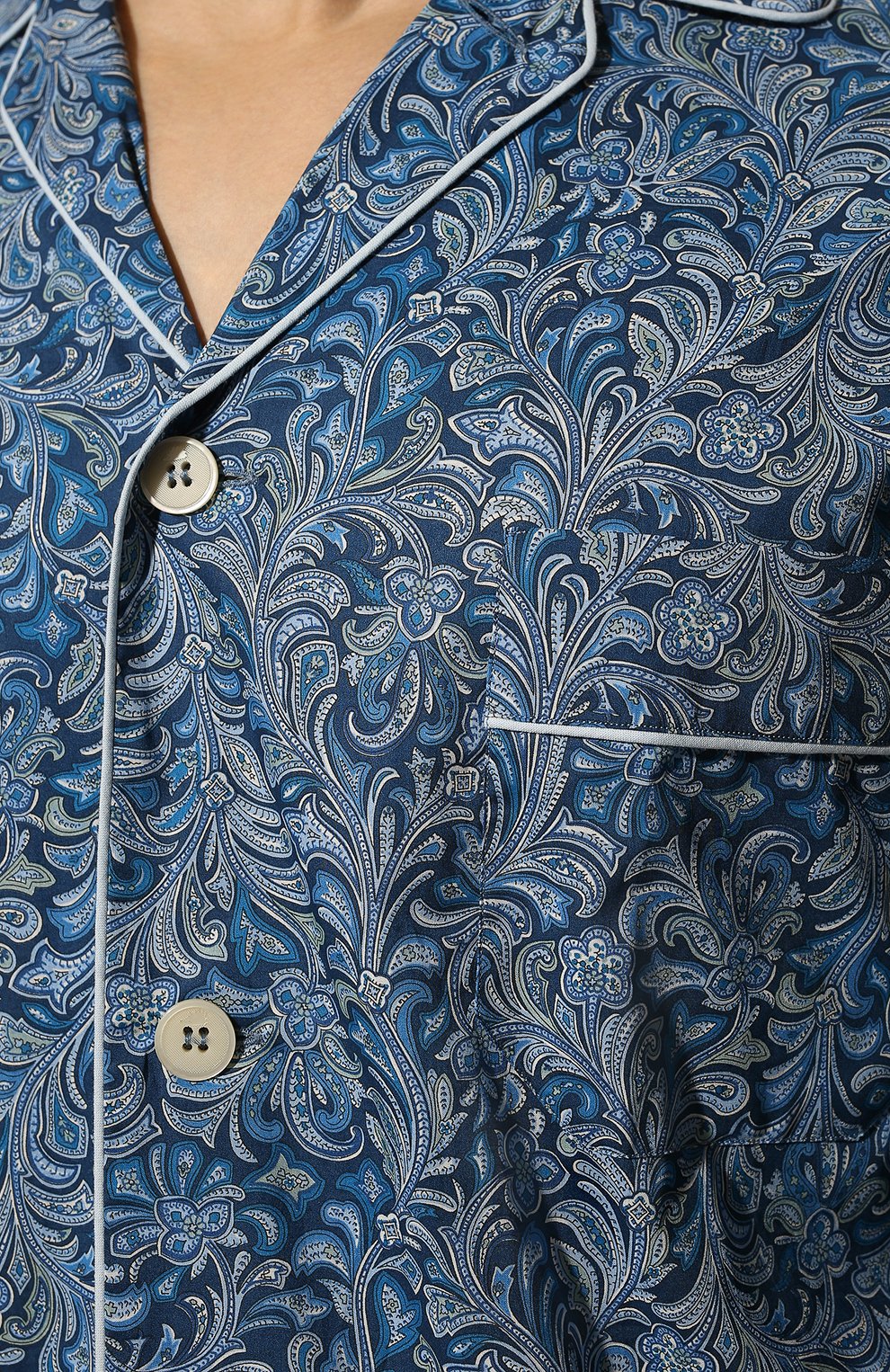 Мужская хлопковая пижама ROBERTO RICETTI синего цвета, арт. PIGIAMA VENEZIA LUNG0/0R02707 | Фото 7 (Рукава: Длинные; Кросс-КТ: домашняя одежда; Длина (для топов): Стандартные; Материал внешний: Хлопок)