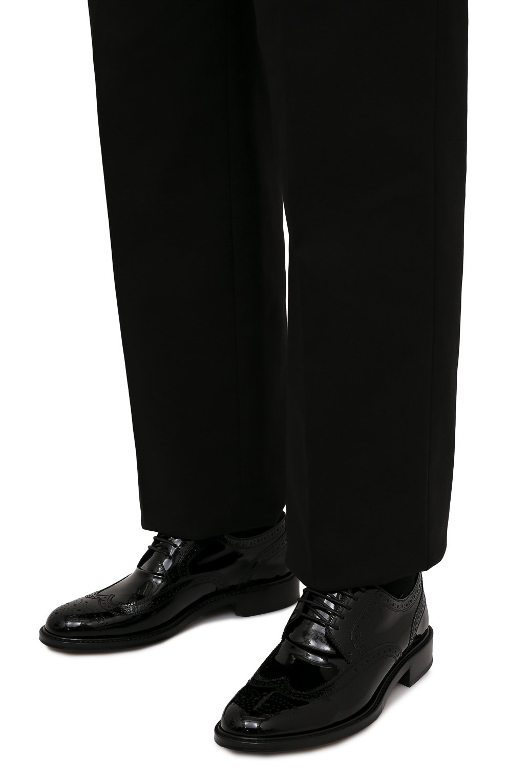 Мужские кожаные дерби SAINT LAURENT черного цвета, арт. 669324/1TV00 | Фото 3 (Мужское Кросс-КТ: Броги-обувь, Вечерняя обувь; Материал внутренний: Натуральная кожа; Стили: Классический)