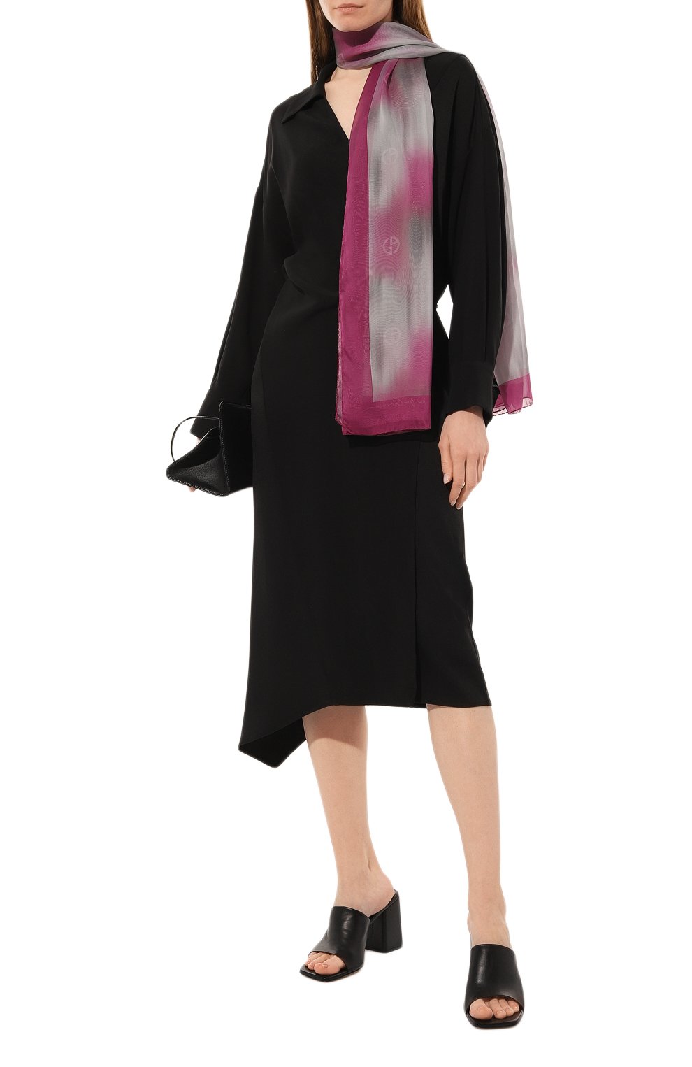 Женский шелковый шарф GIORGIO ARMANI розового цвета, арт. 795218/3R130 | Фото 2 (Материал: Текстиль, Шелк; Материал сплава: Проставлено; Нос: Не проставлено)