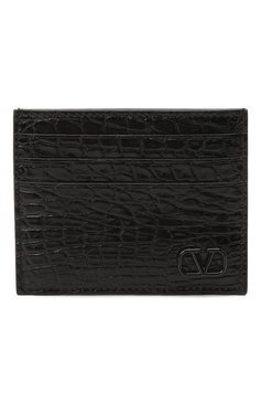 Мужс кой футляр для кредитных карт из кожи аллигатора VALENTINO черного цвета, арт. XY2P0S49/FTN/AMIS | Фото 1 (Материал: Экзотическая кожа)
