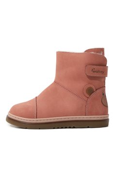Детские кожаные ботинки WALKEY розового цвета, арт. Y1A5-42871-1141302/25-29 | Фото 2 (Материал утеплителя: Натуральный мех; Материал сплава: Проставлено; Нос: Не проставлено)