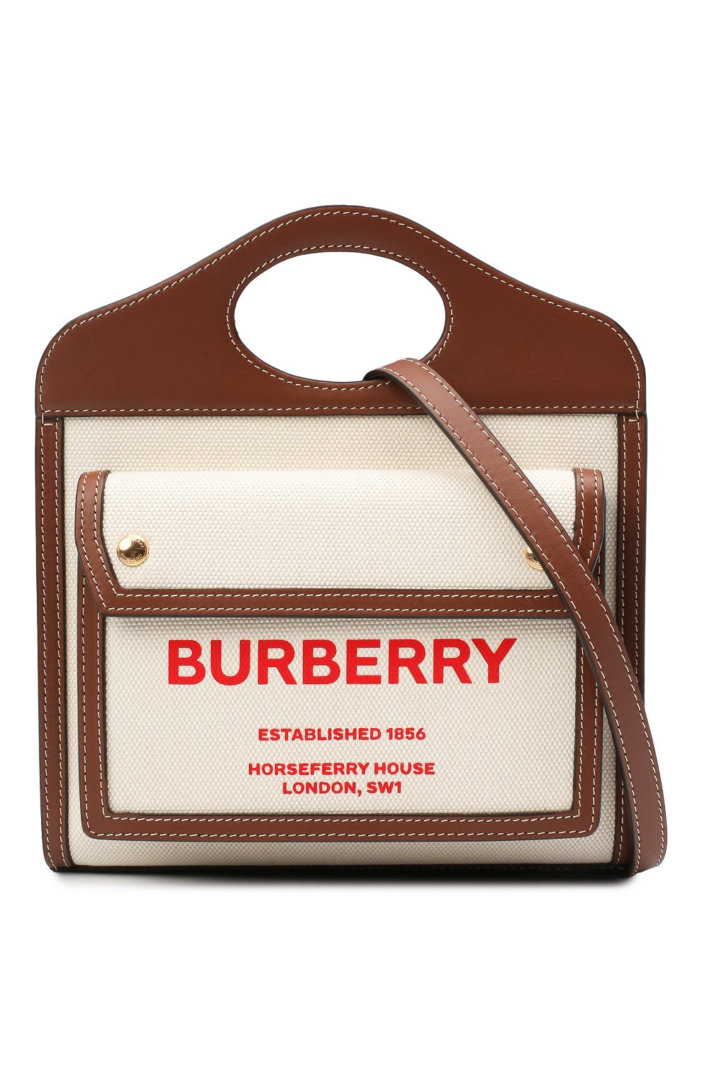 Женская сумка pocket BURBERRY бежевого цвета, арт. 8037401 | Фото 6 (Сумки-технические: Сумки через плечо, Сумки top-handle; Ремень/цепочка: На ремешке; Материал: Текстиль; Размер: small)