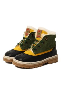 Детские кожаные ботинки WALKEY зеленого цвета, арт. Y1B5-42642-1683B013/20-24 | Фото 1 (Материал утеплителя: Натуральный мех; Материал сплава: Проставлено; Нос: Не проставлено)