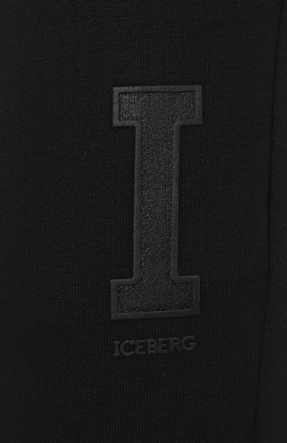 Мужские хлопковые джоггеры ICEBERG черного цвета, арт. B020/6317 | Фото 5 (Длина (брюки, джинсы): Стандартные; Материал сплава: Проставлено; Материал внешний: Хлопок; Драгоценные камни: Проставлено; Силуэт М (брюки): Джоггеры; Стили: Кэжуэл)