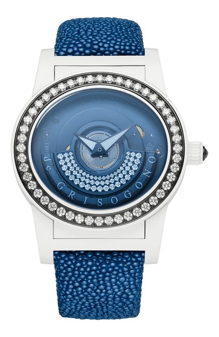 Женские часы white blue DE GRISOGONO бесцветного цвета, арт. TONDO BY NIGHT S01 GB | Фото 1 (Материал корпуса: Другое; Ц�вет циферблата: Чёрный; Механизм: Автомат)