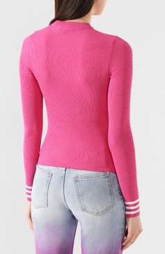 Женский пулов�ер из вискозы OFF-WHITE фуксия цвета, арт. 0WHE002R20H330682800 | Фото 4 (Рукава: Длинные; Длина (для топов): Стандартные; Материал внешний: Вискоза; Женское Кросс-КТ: Пуловер-одежда; Статус проверки: Проверена категория)