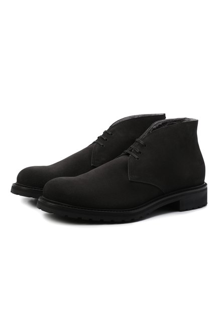 Мужские замшевые ботинки PRADA темно-серого цвета по цене 97000 руб., арт. 2TF031-3D8E-F0308-A000 | Фото 1