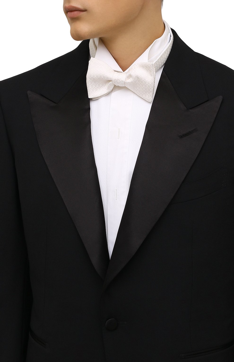 Мужской шелковый галстук-бабочка LANVIN кремвого цвета, арт. 11502/B0W TIE | Фото 2 (Материал: Текстиль, Шелк)