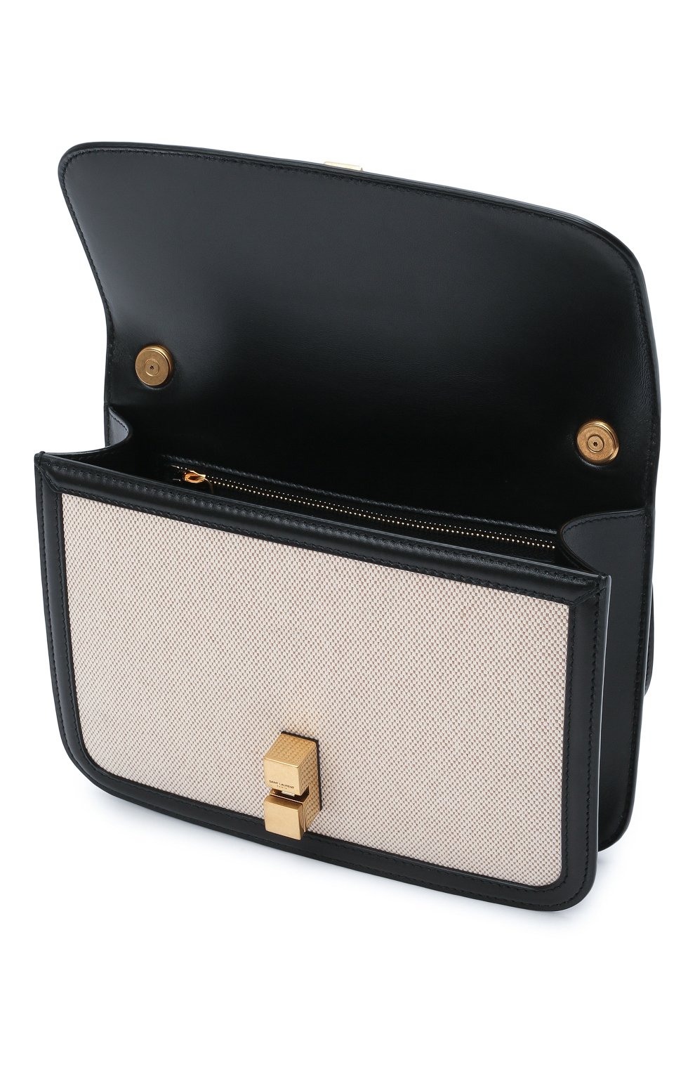 Женская сумка carre SAINT LAURENT кремвого цвета, арт. 647713/HZDAW | Фото 4 (Сум ки-технические: Сумки через плечо; Материал: Текстиль; Размер: small)