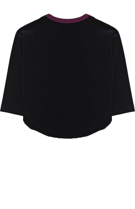 Детский свитшот с логотипом бренда SONIA RYKIEL ENFANT синего цвета, арт. 48651021-H2/2A-6A | Фото 2 (Статус проверки: Проверено; Материал внешний: Хлопок; Рукава: Длинные, Короткие; Принт: С принтом; Девочки Кросс-КТ: Свитшот-одежда)