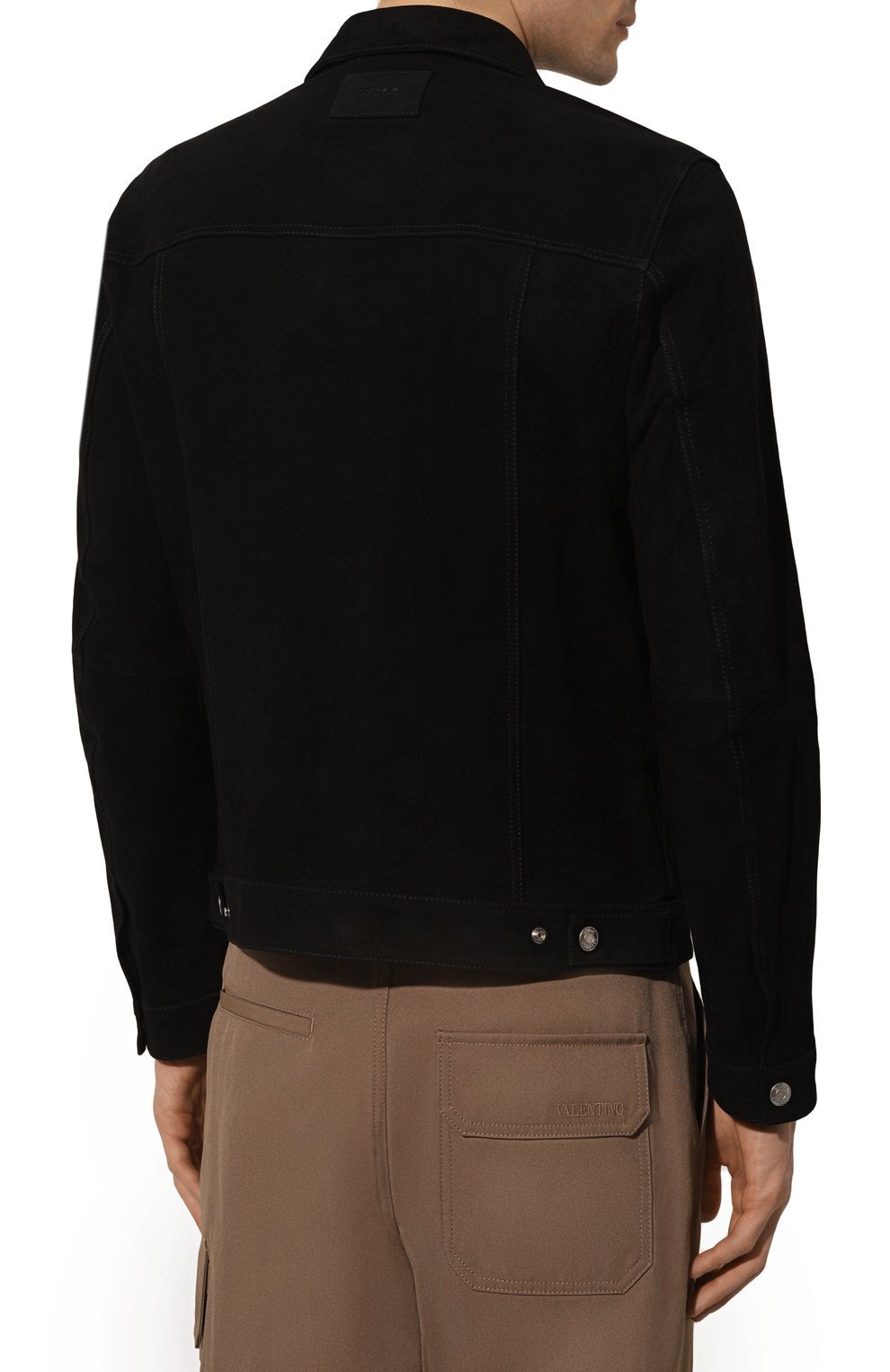 Мужская замшевая куртка HUGO черного цвета, арт. 50486618 | Фото 4 (Кросс-КТ: Куртка; Материал внешний: Замша, Натуральная кожа; Рукава: Длинные; Материал сплава: Проставлено; Драгоценные камни: Проставлено; Мужское Кросс-КТ: Кожа и замша; Длина (верхняя одежда): Короткие; Стили: Кэжуэл)