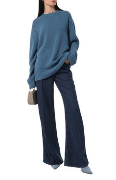 Женские джинсы 7 FOR ALL MANKIND синего цвета, арт. JSP0C860BN | Фото 2 (Длина (брюки, джинсы): Удлиненные; Кросс-КТ: Де ним; Силуэт Ж (брюки и джинсы): Расклешенные; Материал внешний: Хлопок, Деним)