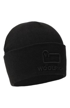 Женская шапка из хлопка и шерсти WOOLRICH черного цвета, арт. CFWOAC0172MRUF0588 | Фото 1 (Материал: Текстиль, Хлопок; Материал сплава: Проставлено; Нос: Не проставлено)