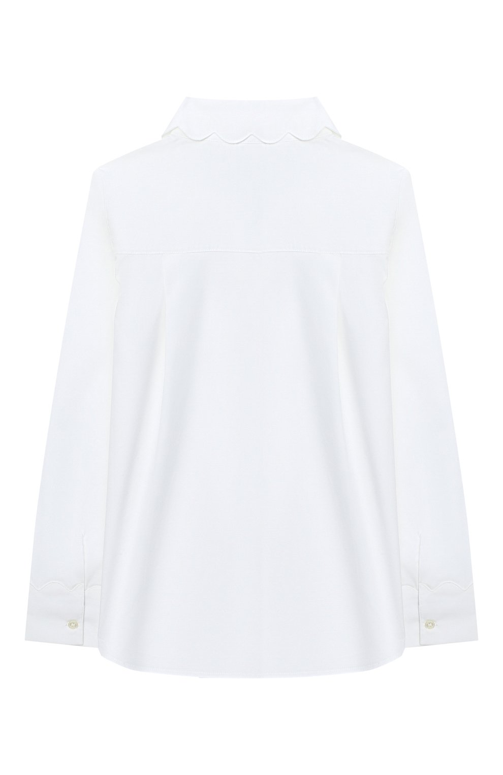 Детское хлопковая блузка BURBERRY белого цвета, арт. 8013749 | Фото 2 (Рукава: Длинные; Материал внешний: Хлопок; Стили: Классический; Статус проверки: Проверена категория)