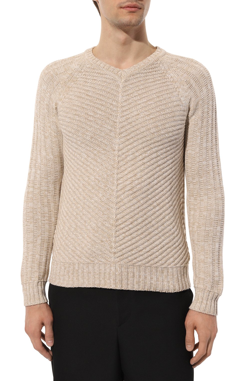 Хлопковый пуловер Van Laack SARIM/S00207, цвет кремовый, размер 52 SARIM/S00207 - фото 3