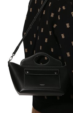 Женская сумка pocket cabas BURBERRY черного цвета, арт. 8040123 | Фото 6 (Сумки-технические: Сумки через плечо, Сумки top-handle; Материал: Натуральная кожа; Размер: small)