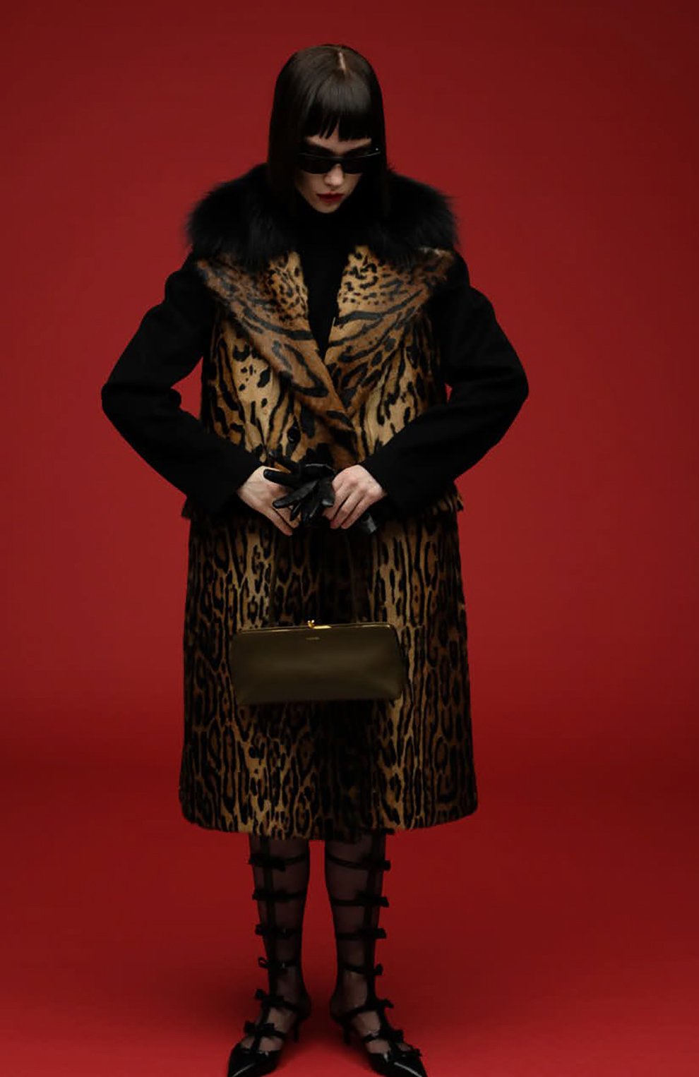 Женская комбинированное пальто DOLCE & GABBANA леопардового цвета, арт. F0AU0F/GEW00 | Фото 6 (Женское Кросс-КТ: Мех; Материал внешний: Шерсть, Натуральный мех; Рукава: Длинные; Стили: Гламурный; Длина (верхняя одежда): До колена; Материал подклада: Синтетический материал)