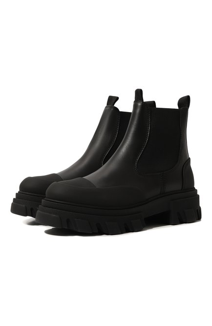 Женские кожаные ботинки GANNI черного цвета по цене 49950 руб., арт. S1908 | Фото 1