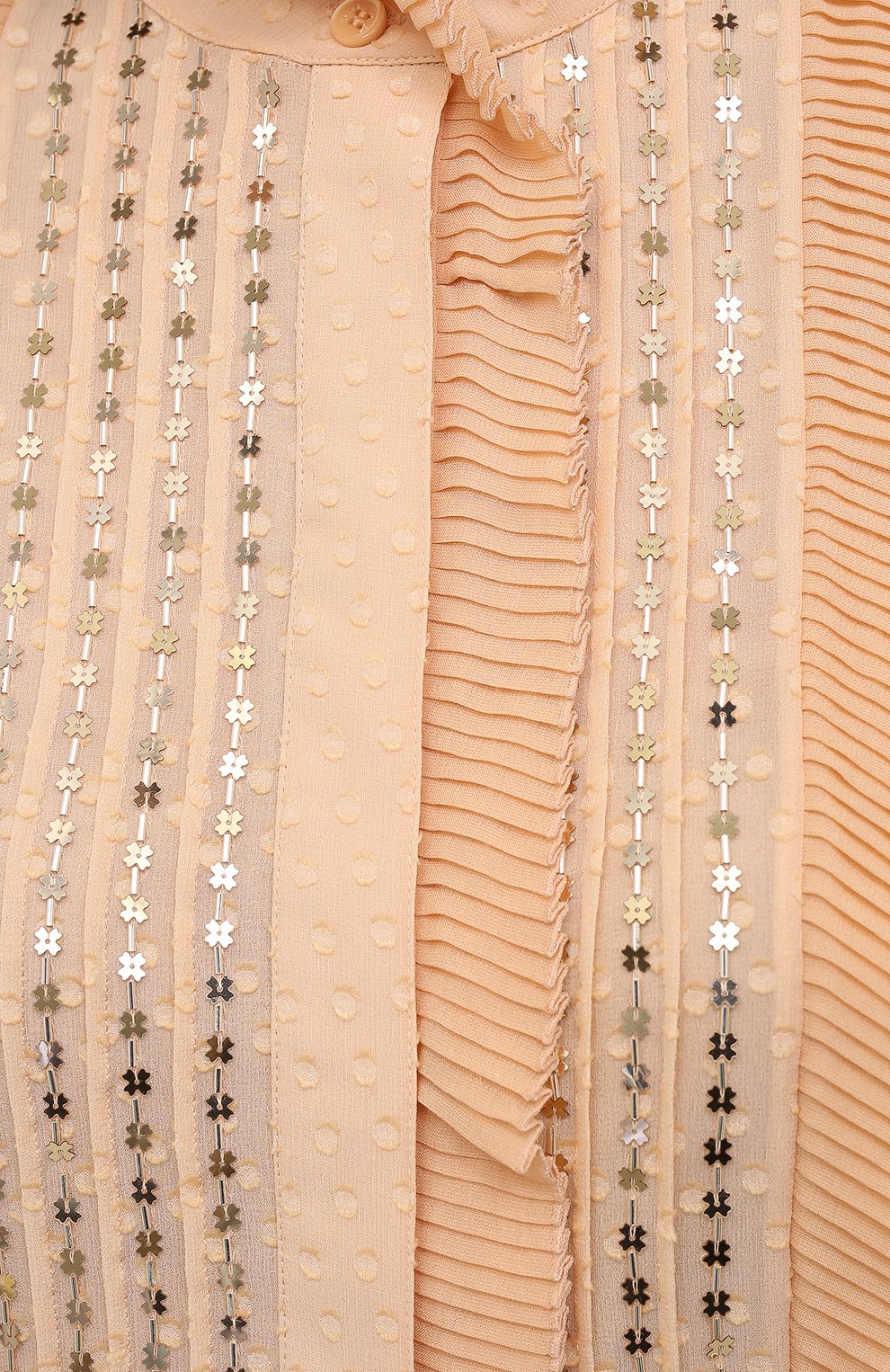 Женское шелковое платье CHLOÉ св�етло-бежевого цвета, арт. CHC21SR010340 | Фото 5 (Случай: Коктейльный; Материал внешний: Шелк; Рукава: Длинные; Длина Ж (юбки, платья, шорты): Мини; Региональные ограничения белый список (Axapta Mercury): RU; Материал сплава: Проставлено; Драгоценные камни: Проставлено; Стили: Романтичный; Материал подклада: Шелк; Женское Кросс-КТ: Платье-одежда)
