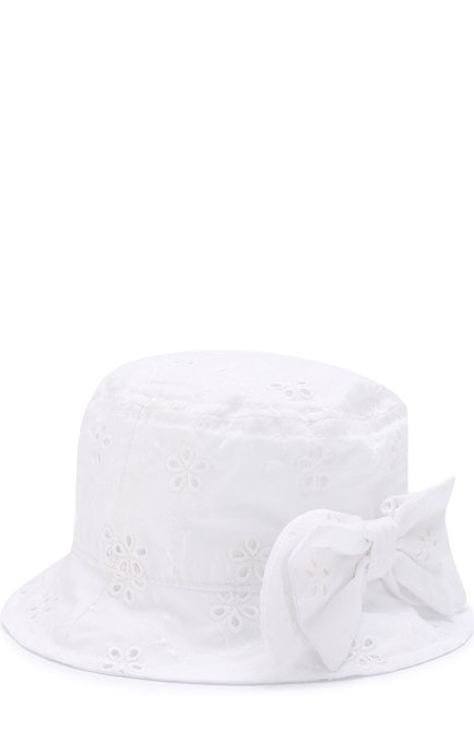 Детская панама из хлопка с бантом CATYA белого цвета, арт. 812010 | Фото 2 (Материал: Текстиль, Хлопок; Статус проверки: Проверена категория)