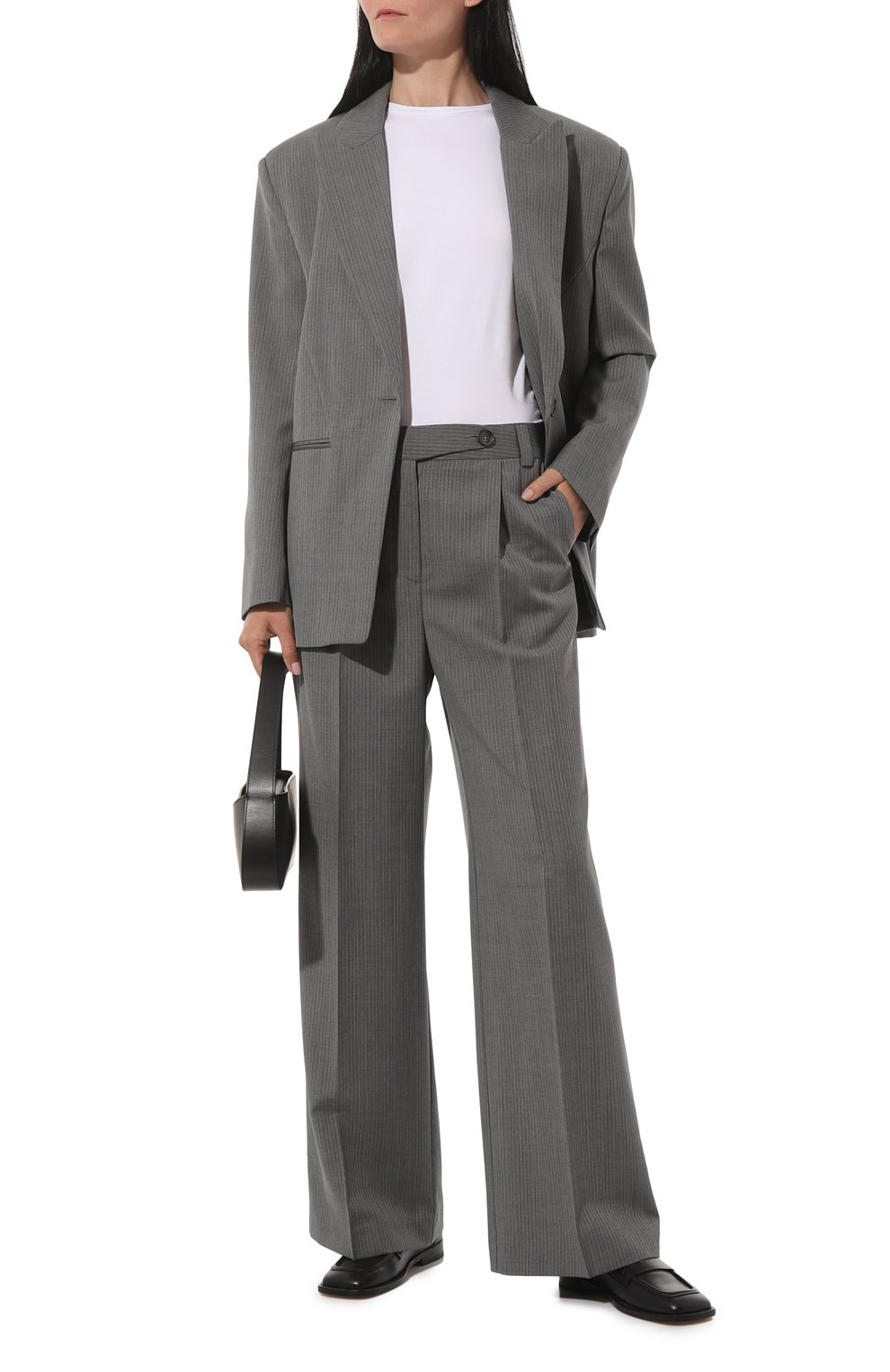 Женские шерстяные брюки BORNE BOURGEOIS серого цвета, арт. SW-PN-BO-4002 | Фото 2 (Силуэт Ж (брюки и джинсы): Широкие; Материал внешний: Шерсть; Длина (брюки, джинсы): Стандартные; Женское Кросс-КТ: Брюки-одежда; Материал сплава: Проставлено; Драгоценные камни: Проставлено; Стили: Кэжуэл)