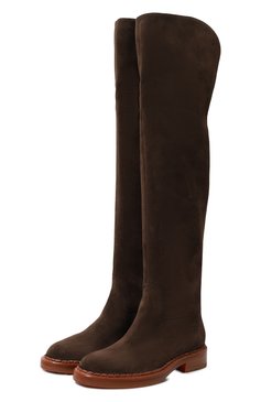 Женские замшевые сапоги SANTONI темно-коричневого цвета, арт. WSAL70563BJ2TSW9 | Фото 1 (Подошва: Платформа; Каблук высота: Низкий; Высота голенища: Высокие; Материал внутренний: Натуральная кожа; Материал сплава: Проставлено; Каблук тип: Устойчивый; Материал утеплителя: Без утеплителя; Драгоценные камни: Проставлено)