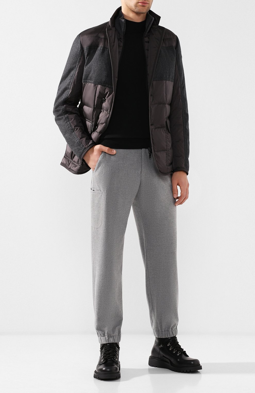 Мужские кожаные ботинки на шнуровке MONCLER черного цвета, арт. D2-09A-10100-00-019SB | Фото 2 (Каблук высота: Высокий; Мужское Кросс-КТ: Хайкеры-обувь, Ботинки-обувь; Материал внутренний: Натуральная кожа; Материал утеплителя: Без утеплителя; Подошва: Массивная)
