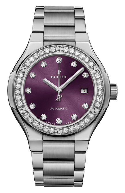 Женские часы classic fusion titanium brown diamonds bracelet HUBLOT бесцветного цвета, арт. 585.NX.897V.NX.1204 | Фото 1 (Материал корпуса: Титан; Цвет циферблата: Другое; Механизм: Автомат)