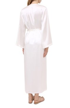 Женский шелковый халат MARJOLAINE белого цвета, арт. Laurian | Фото 4 (Материал внешний: Шелк)