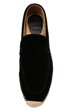 Мужские замшевые эспадрильи paquepapa CHRISTIAN LOUBOUTIN черного цвета, арт. 3210514/PAQUEPAPA FLAT | Фото 5 (Материал внутренний: Натуральная кожа, Текстиль; Материал внешний: Замша)