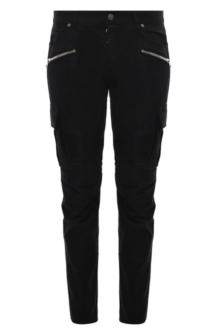 Мужские хлопковые брюки-карго BALMAIN черного цвета, арт. AH1MH015CB88 | Фото 1 (Длина (брюки, джинсы): Стандартные; Материал внешний: Хлопок; Материал сплава: Проставлено; Драгоценные камни: Проставлено)